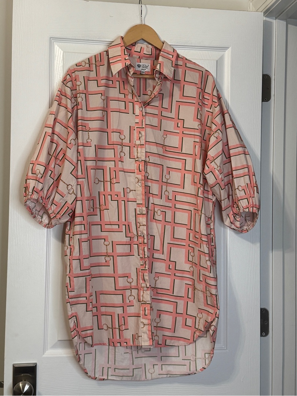 Holly Shae shirt dress in geometric horsebit design